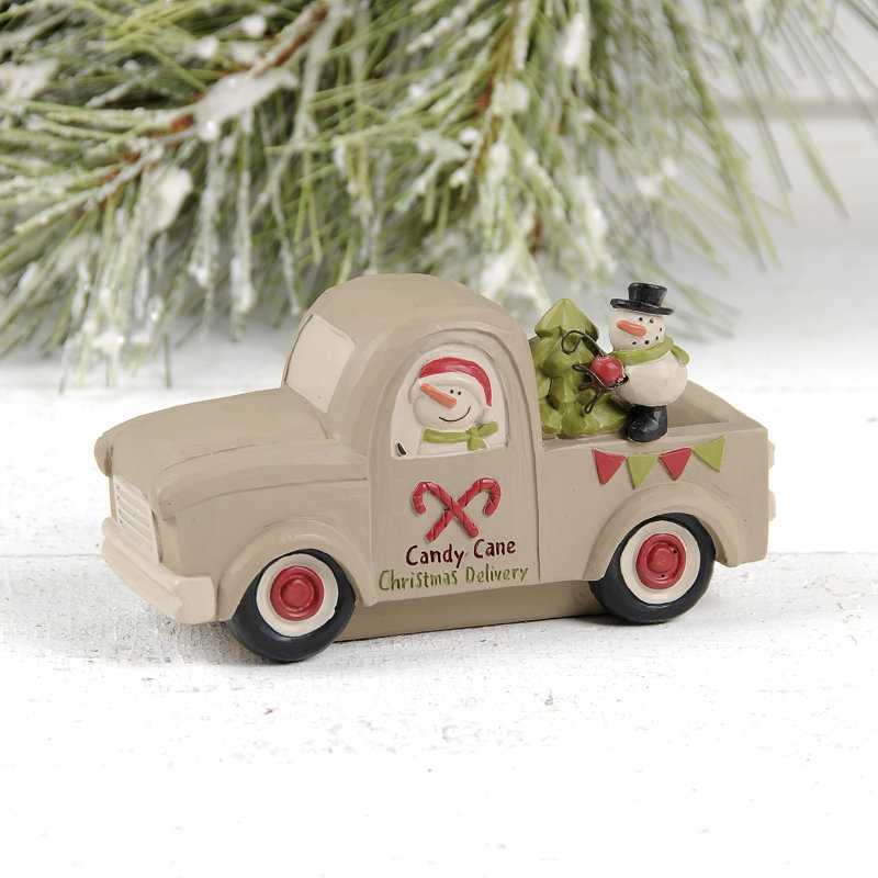The Holiday Aisle® Candy Cane Pick up Truck Resin Wayfair